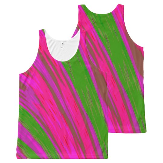 Bright Pink Green Colour Swish All-Over-Print Tank Top