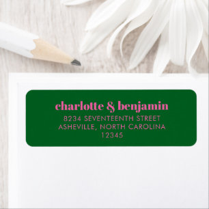 Bright Pink Green Couple Family Return Address