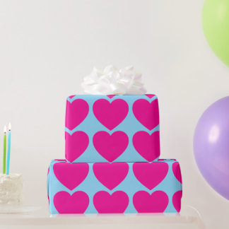 Bright Pink Heart Pattern Wrapping Paper