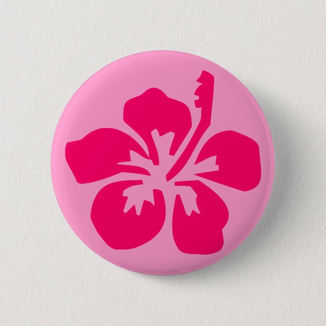 Bright Pink Hibiscus 2 Inch Round Button (Front)