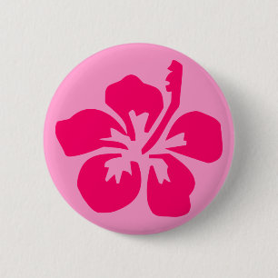 Bright Pink Hibiscus 2 Inch Round Button