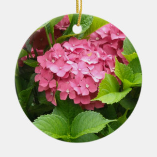 Bright Pink Hydrangea Ceramic Ornament