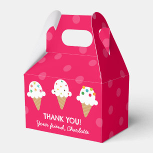 Bright Pink Ice Cream Cone Birthday Party Favor Box