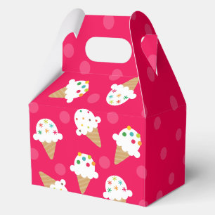 Bright Pink Ice Cream Cone Birthday Party Favor Box