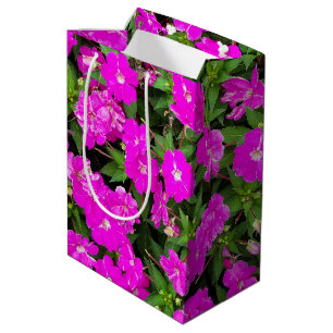 bright pink impatiens flowers medium gift bag