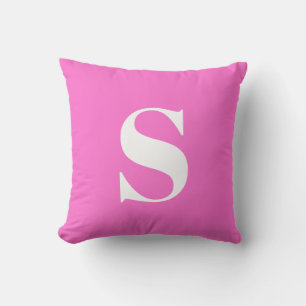 Bright Pink Initial Monogrammed Outdoor Pillow