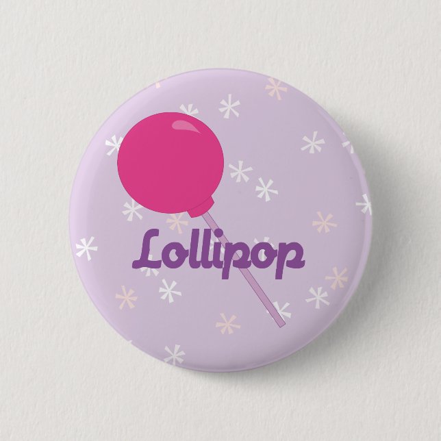 Bright Pink Lollipop 2 Inch Round Button (Front)