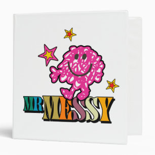 Bright Pink Mr. Messy Sparkling Stars Binder
