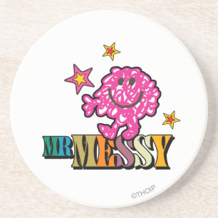 Bright Pink Mr. Messy Sparkling Stars Coaster