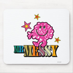 Bright Pink Mr. Messy Sparkling Stars Mouse Pad