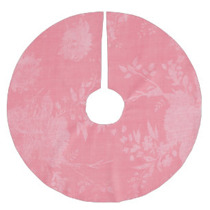 Bright Pink on Pink Floral Pattern Brushed Polyester Tree Skirt
