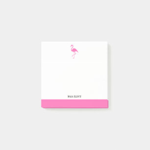 Bright Pink on White Flamingo & Border w/ Name Post-it Notes