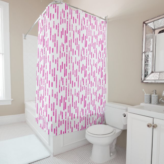 Bright Pink on White Inky Rounded Lines Pattern (In Situ)