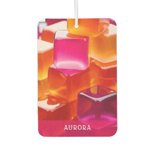 Bright Pink Orange Jelly Cubes Personalized Air Freshener