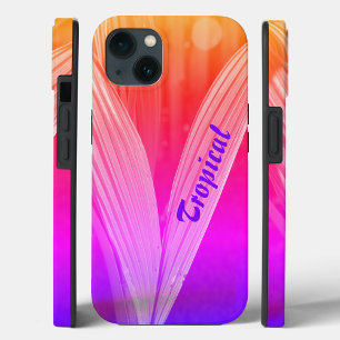 Bright Pink Orange Purple Tropical Palms iPhone 13 Case