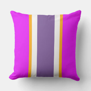 Bright Pink Orange Purple White Racing Stripes Outdoor Pillow
