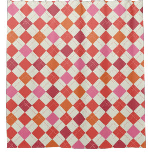 Bright Pink, Orange, Red, White Argyle Patterned