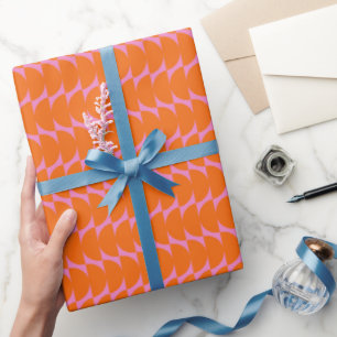 Bright Pink Orange Trendy Modern Geometric Pattern Wrapping Paper