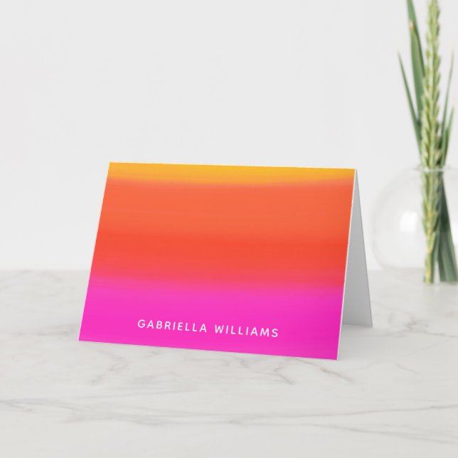 Bright Pink Orange Watercolor Personalized Name Card (Front)