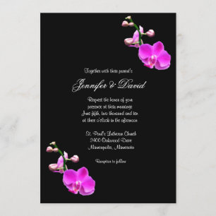Bright Pink Orchid Wedding Invitation
