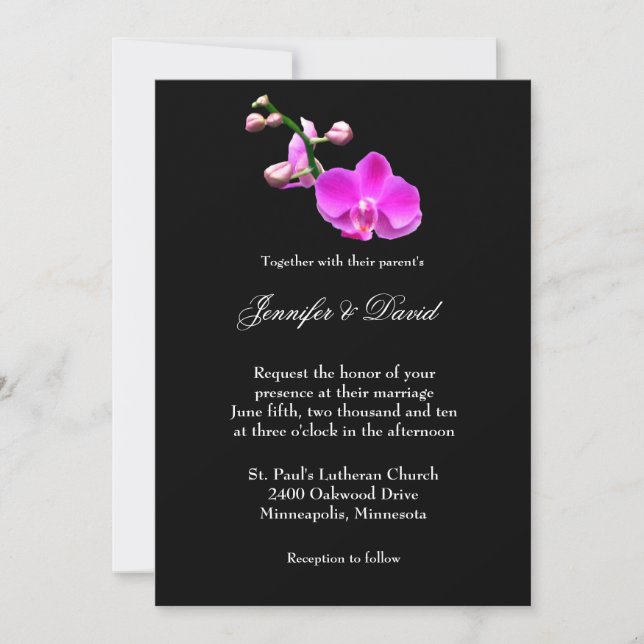 Bright Pink Orchid Wedding Invitation (Front)