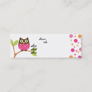 Bright Pink Owl Baby Mini Business Card
