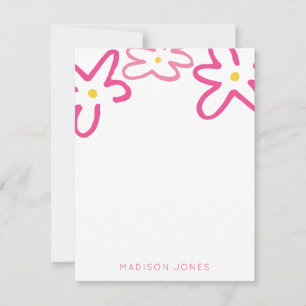 Bright Pink Painterly Flower Personalized Card