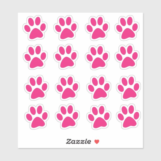 Bright Pink Paw Prints (Sheet)