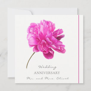 Bright Pink Peony Anniversary Any Years Invitation