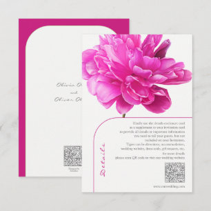 Bright Pink Peony Wedding Details Enclosure Card