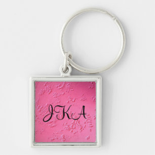 Bright Pink personalized name or initials Keychain