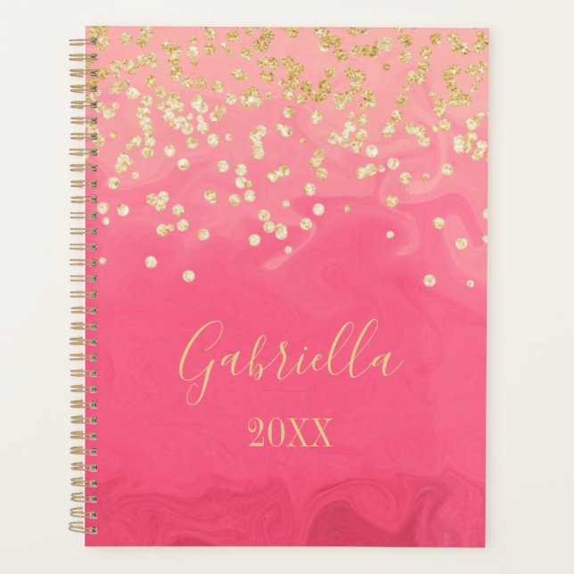 Bright Pink Personalized Planner (Front)