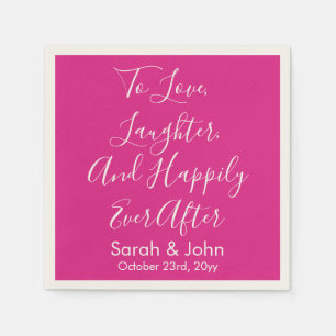 Bright Pink Personalized Script Wedding Reception  Napkin