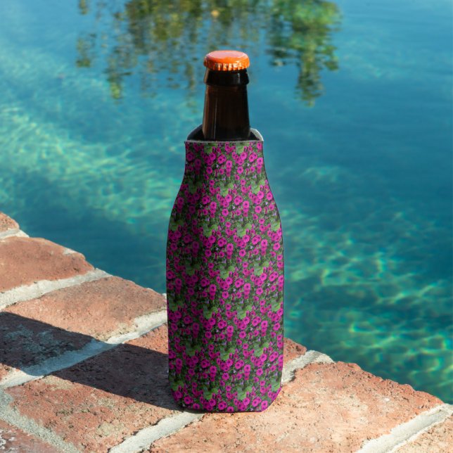 Bright Pink Petunias Floral Pattern Bottle Cooler (In Situ Pool)
