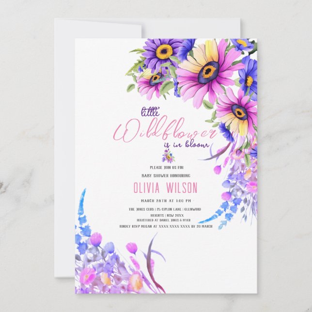 Bright pink purple wildflower is on its way #13 invitation (Front)