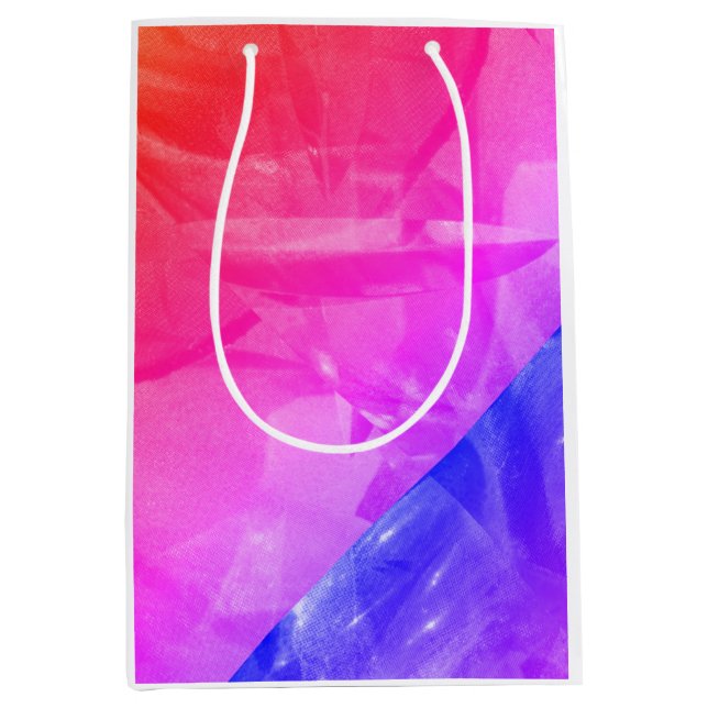 Bright pink red blue abstract sharp design medium gift bag (Front)