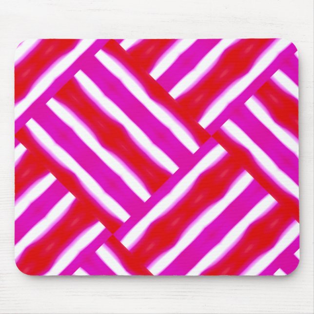 Bright Pink Red Woven Patterned Mouse Pad (Front)