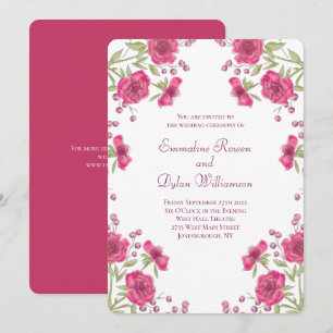Bright Pink Rose Wedding Invitation