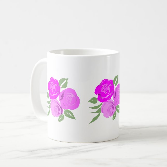 Bright Pink Roses Mug (Front Left)