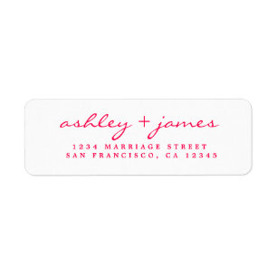 Bright Pink Script Elegant Wedding Return Address