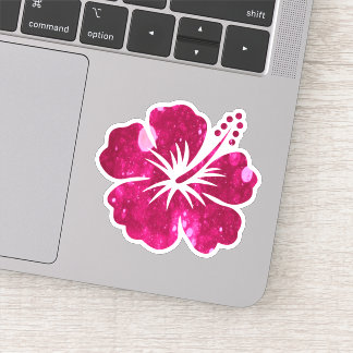  Bright Pink Sparkly Hibiscus Flower Shape