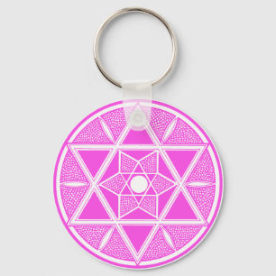Bright Pink Star of David Keychain