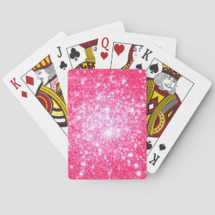 Bright Pink Stars Playing Cards
