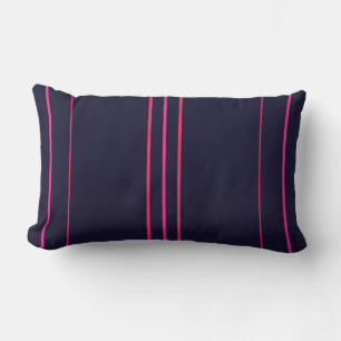 Bright pink stripes on indigo lumbar pillow