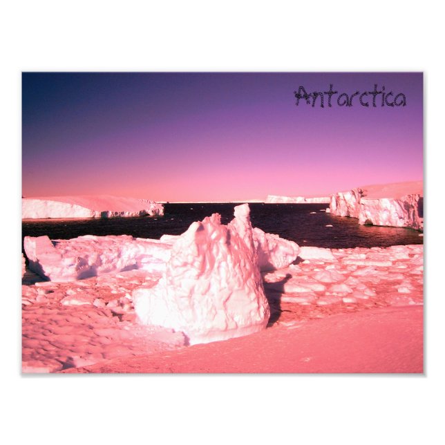Bright pink sunset in Antarctica photo glaciers (Front)