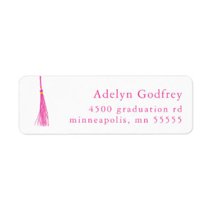 Bright Pink Tassel Graduation Adresse de retour