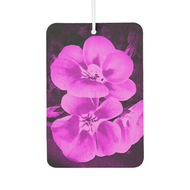 Bright Pink Tropical Flowers Air Freshener (Front)