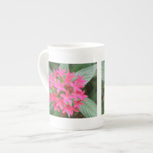 Bright Pink Tropical Flowers Bone China Mug
