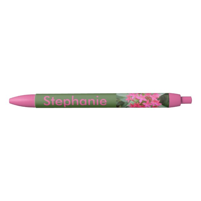 Bright Pink Tropical Flowers Personalized Pen (Front)