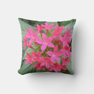 Bright Pink Tropical Flowers Pillow